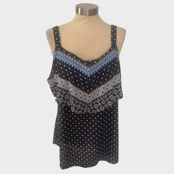 Avenue Womens Plus Size 18/20 Straps Sleeveless Layered Top - Picture 1 of 8